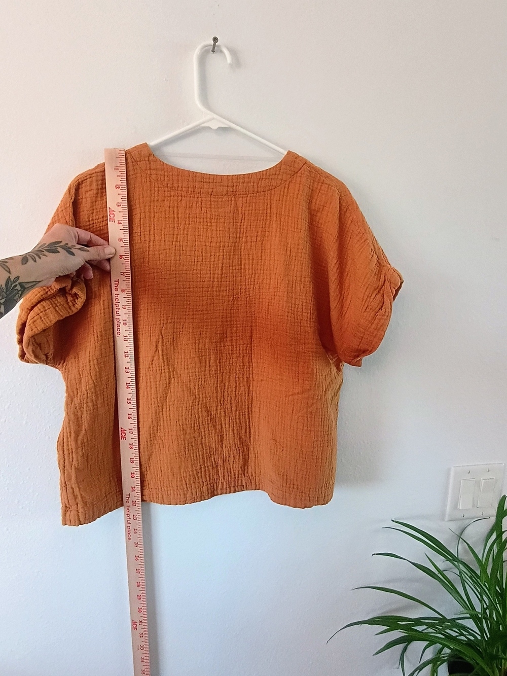 Universal Thread Large Rust Orange Cotton Gauze V Neck Boxy Boho Top 🧡 - Picture 4 of 5